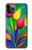 W3926 Peinture à l'huile de tulipe colorée Etui Coque Housse et Flip Housse Cuir pour iPhone 11 Pro Max