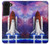 W3913 Navette spatiale nébuleuse colorée Etui Coque Housse et Flip Housse Cuir pour Samsung Galaxy S22