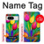 W3926 Peinture à l'huile de tulipe colorée Etui Coque Housse et Flip Housse Cuir pour Google Pixel 8