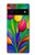 W3926 Peinture à l'huile de tulipe colorée Etui Coque Housse et Flip Housse Cuir pour Google Pixel 6