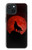 W2955 Loup Hurlant Rouge Lune Etui Coque Housse et Flip Housse Cuir pour iPhone 15