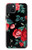 W3112 Motif floral Rose Noir Etui Coque Housse et Flip Housse Cuir pour iPhone 15 Plus