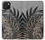 W3692 Feuilles de palmier gris noir Etui Coque Housse et Flip Housse Cuir pour iPhone 15 Plus