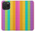 W3678 Vertical arc-en-ciel coloré Etui Coque Housse et Flip Housse Cuir pour iPhone 15 Pro