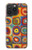 W3409 Carrés cercles concentriques Etui Coque Housse et Flip Housse Cuir pour iPhone 15 Pro Max