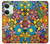 W3281 Motif coloré Hippie Fleurs Etui Coque Housse et Flip Housse Cuir pour OnePlus Nord 3