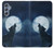 W3693 Pleine lune du loup blanc sinistre Etui Coque Housse et Flip Housse Cuir pour Samsung Galaxy M34 5G