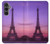 W3447 Paris Eiffel Le coucher du soleil Etui Coque Housse et Flip Housse Cuir pour Samsung Galaxy S23 FE