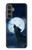 W3693 Pleine lune du loup blanc sinistre Etui Coque Housse et Flip Housse Cuir pour Samsung Galaxy S23 FE