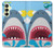 W3947 Caricature d'hélicoptère de requin Etui Coque Housse et Flip Housse Cuir pour Samsung Galaxy A25 5G