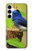 W3839 Oiseau bleu du bonheur Oiseau bleu Etui Coque Housse et Flip Housse Cuir pour Samsung Galaxy A35 5G