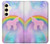 W3070 Arc en ciel pastel ciel Licorne Etui Coque Housse et Flip Housse Cuir pour Samsung Galaxy S24