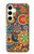 W3272 Motif coloré Etui Coque Housse et Flip Housse Cuir pour Samsung Galaxy S24