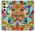 W3391 Art abstrait carreaux de mosaïque graphique Etui Coque Housse et Flip Housse Cuir pour Samsung Galaxy S24