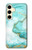 W3399 Vert Marbre Imprimer Graphique Etui Coque Housse et Flip Housse Cuir pour Samsung Galaxy S24