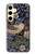 W3791 William Morris Strawberry Thief Fabric Etui Coque Housse et Flip Housse Cuir pour Samsung Galaxy S24