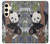 W3793 Peinture de neige mignon bébé panda Etui Coque Housse et Flip Housse Cuir pour Samsung Galaxy S24
