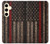 W3804 Graphique de drapeau de ligne rouge en métal de pompier Etui Coque Housse et Flip Housse Cuir pour Samsung Galaxy S24