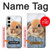 W0242 Lapin mignon Etui Coque Housse et Flip Housse Cuir pour Samsung Galaxy S24 Plus