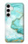 W3399 Vert Marbre Imprimer Graphique Etui Coque Housse et Flip Housse Cuir pour Samsung Galaxy S24 Plus