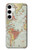 W3418 Carte du monde millésimé Etui Coque Housse et Flip Housse Cuir pour Samsung Galaxy S24 Plus