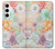 W3705 Fleur florale pastel Etui Coque Housse et Flip Housse Cuir pour Samsung Galaxy S24 Plus