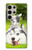 W3795 Peinture Husky Sibérien Ludique Chaton Grincheux Etui Coque Housse et Flip Housse Cuir pour Samsung Galaxy S24 Ultra