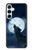 W3693 Pleine lune du loup blanc sinistre Etui Coque Housse et Flip Housse Cuir pour Samsung Galaxy A55 5G