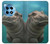 W3871 mignon, bébé, hippopotame, hippopotame Etui Coque Housse et Flip Housse Cuir pour OnePlus 12R