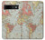 W3418 Carte du monde millésimé Etui Coque Housse et Flip Housse Cuir pour Google Pixel 8a