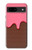 W3754 Cornet de crème glacée à la fraise Etui Coque Housse et Flip Housse Cuir pour Google Pixel 8a
