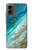 W3920 Couleur bleu océan abstrait émeraude mélangée Etui Coque Housse et Flip Housse Cuir pour Motorola Moto G 5G (2024)