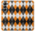 W3421 Noir Orange Blanc Argyle Plaid Etui Coque Housse et Flip Housse Cuir pour Samsung Galaxy Z Fold 6