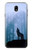 W0935 Loup Hurlant dans la forêt Etui Coque Housse et Flip Housse Cuir pour Samsung Galaxy J7 (2018), J7 Aero, J7 Top, J7 Aura, J7 Crown, J7 Refine, J7 Eon, J7 V 2nd Gen, J7 Star