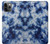 W3439 Tissu Indigo Tie Dye Etui Coque Housse et Flip Housse Cuir pour iPhone 11 Pro