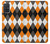 W3421 Noir Orange Blanc Argyle Plaid Etui Coque Housse et Flip Housse Cuir pour Samsung Galaxy A71