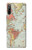 W3418 Carte du monde millésimé Etui Coque Housse et Flip Housse Cuir pour Sony Xperia L4