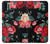 W3112 Motif floral Rose Noir Etui Coque Housse et Flip Housse Cuir pour Samsung Galaxy A20s