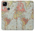 W3418 Carte du monde millésimé Etui Coque Housse et Flip Housse Cuir pour Google Pixel 4a