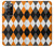 W3421 Noir Orange Blanc Argyle Plaid Etui Coque Housse et Flip Housse Cuir pour Samsung Galaxy Note 20 Ultra, Ultra 5G