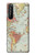 W3418 Carte du monde millésimé Etui Coque Housse et Flip Housse Cuir pour Sony Xperia 1 II