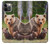 W3558 Famille d'ours Etui Coque Housse et Flip Housse Cuir pour iPhone 12, iPhone 12 Pro
