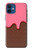 W3754 Cornet de crème glacée à la fraise Etui Coque Housse et Flip Housse Cuir pour iPhone 12 mini