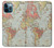 W3418 Carte du monde millésimé Etui Coque Housse et Flip Housse Cuir pour iPhone 12 Pro Max