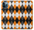 W3421 Noir Orange Blanc Argyle Plaid Etui Coque Housse et Flip Housse Cuir pour iPhone 12 Pro Max