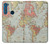 W3418 Carte du monde millésimé Etui Coque Housse et Flip Housse Cuir pour Motorola One Fusion+