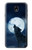 W3693 Pleine lune du loup blanc sinistre Etui Coque Housse et Flip Housse Cuir pour Samsung Galaxy J7 (2018), J7 Aero, J7 Top, J7 Aura, J7 Crown, J7 Refine, J7 Eon, J7 V 2nd Gen, J7 Star