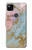 W3717 Imprimé graphique en marbre bleu pastel or rose Etui Coque Housse et Flip Housse Cuir pour Google Pixel 4a