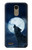 W3693 Pleine lune du loup blanc sinistre Etui Coque Housse et Flip Housse Cuir pour LG K10 (2018), LG K30