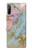 W3717 Imprimé graphique en marbre bleu pastel or rose Etui Coque Housse et Flip Housse Cuir pour Sony Xperia L4